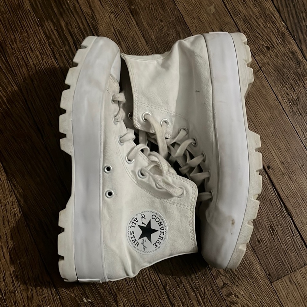 white platformed converse